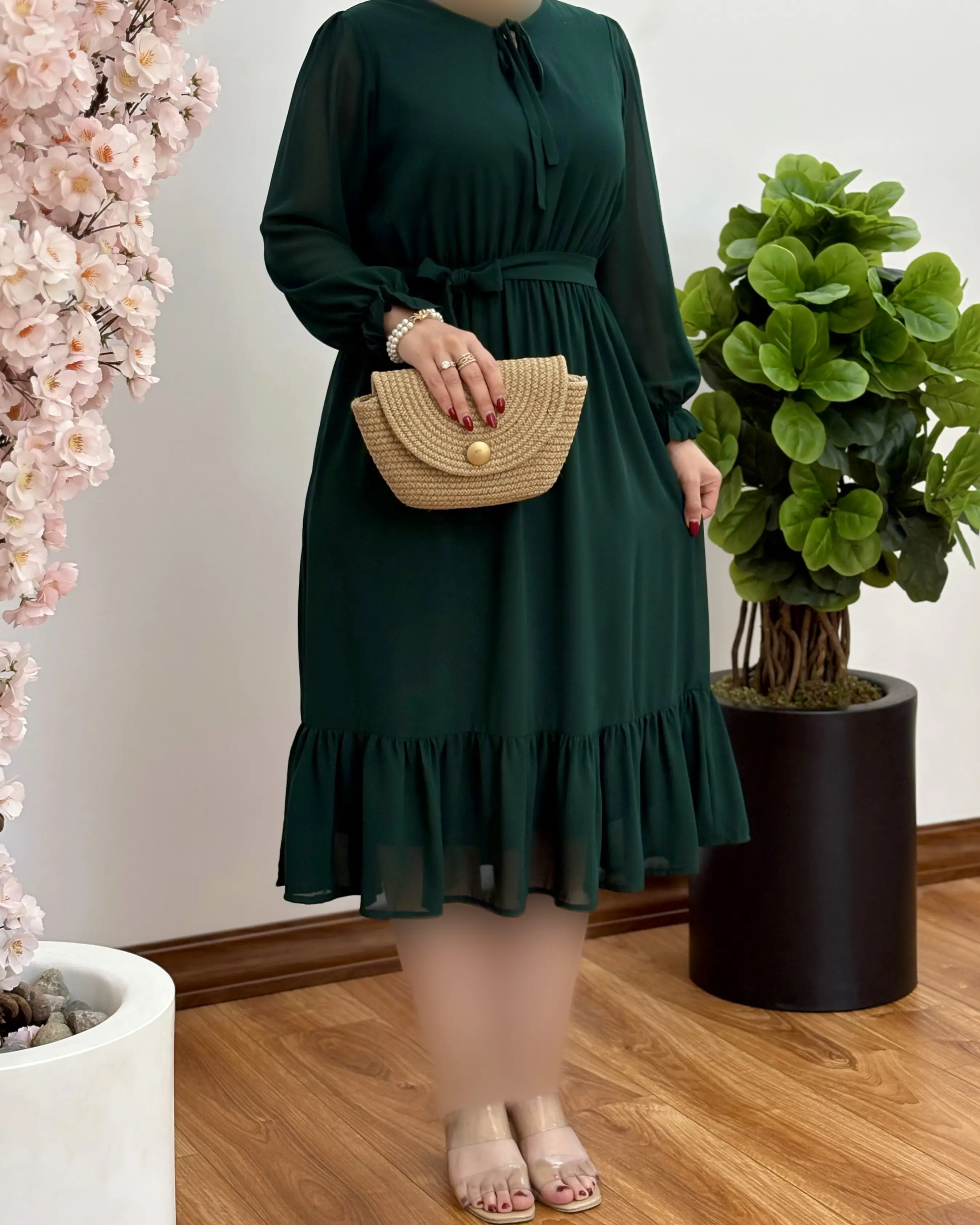 پیراهن حریر یقه بندی ۱